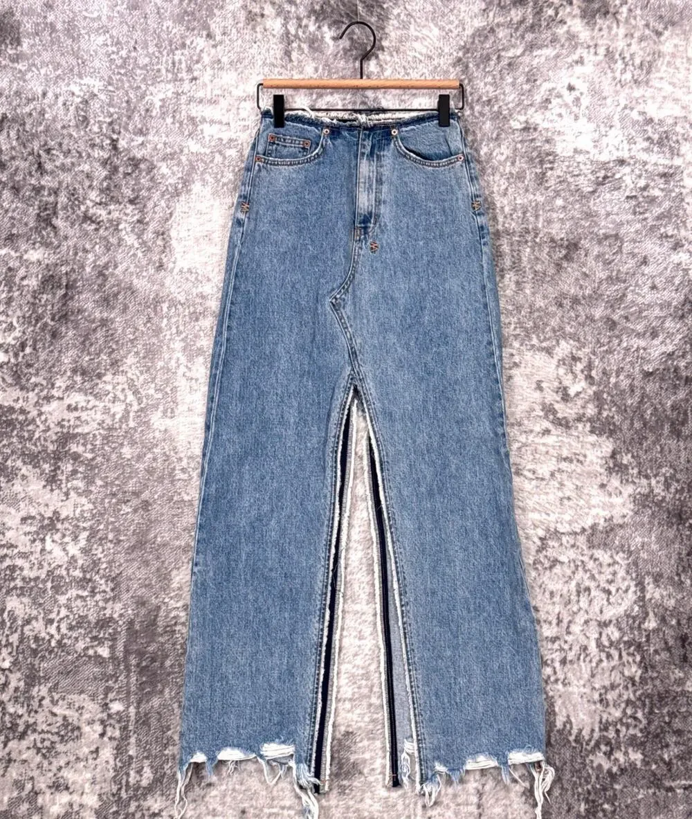 Ksubi Muse Maxi Skirt 24 Womens Blue Denim